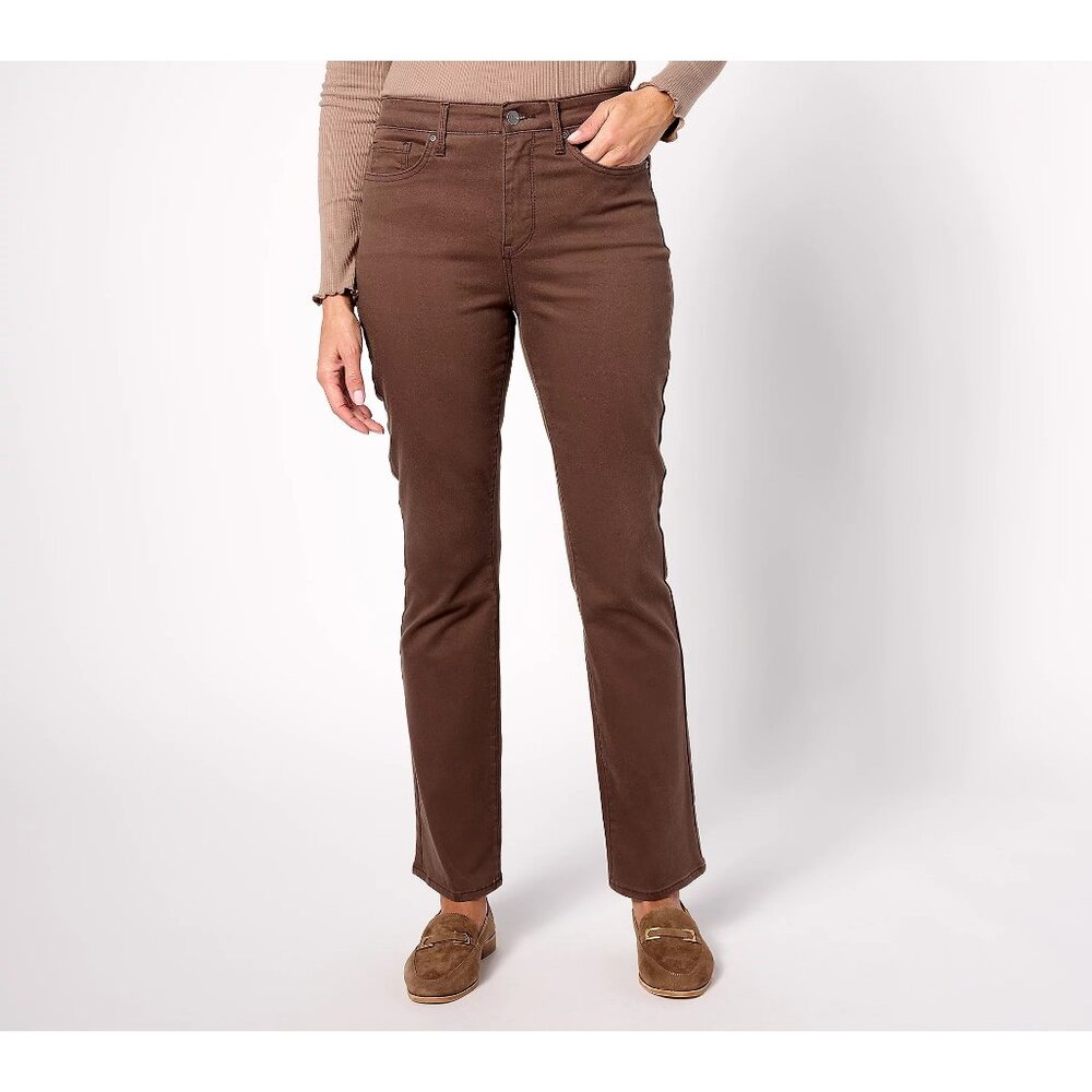 NYDJ High Rise Billie Mini Bootcut Jean Size 4P Lift Tuck Technology Coffee Bean